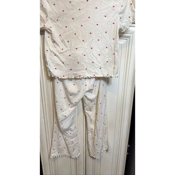 Gap Kids Girls Recycled Pointelle Heart Print Pajama Set Ivory Frost Sz 10 NWOT - Picture 4 of 8